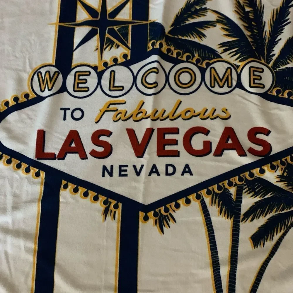 Welcome To Fabulous Las Vegas Station Casino White Red Yellow Round Beach Towel